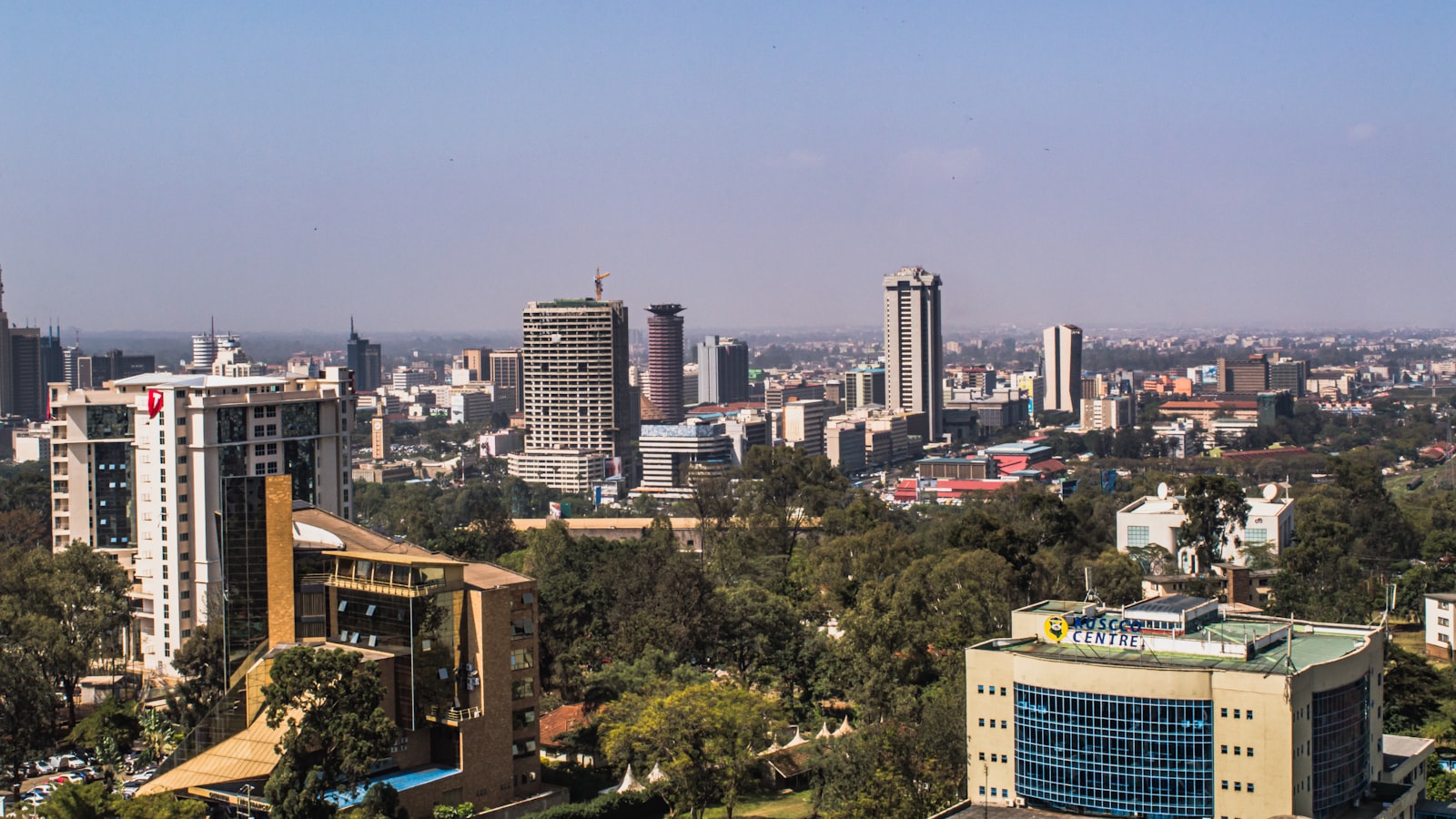 Nairobi cityscape at dusk - the financial centre of East Africa's largest digital lending market.